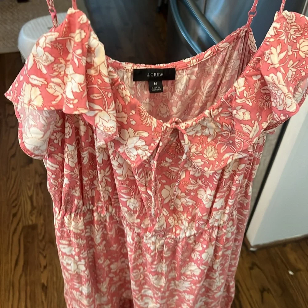 J Crew Tiered Maxi Dress in Pink Tossed Floral Size Medium - Picture 5 of 9